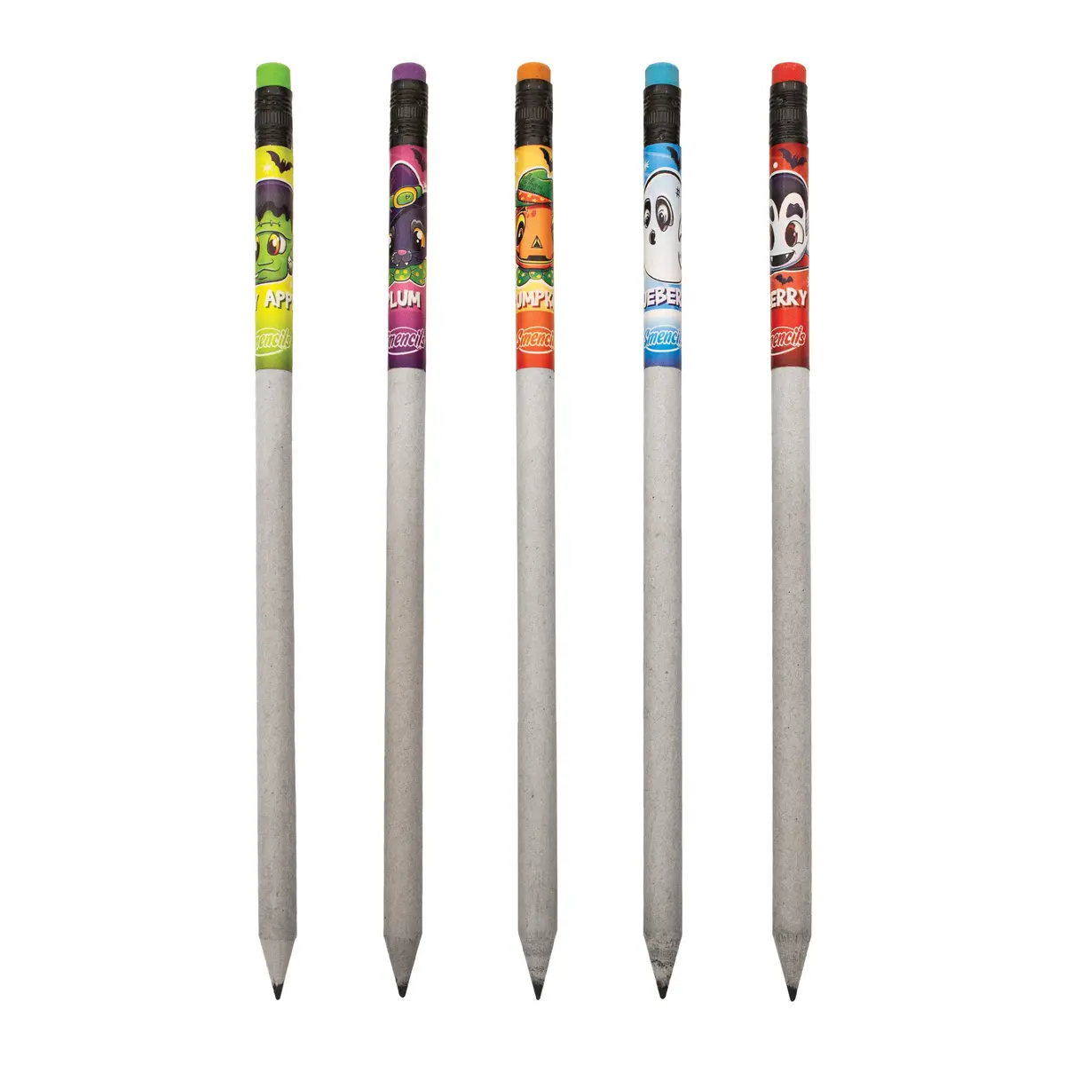 Scentco Halloween Smencils HB #2 Patented Gourmet Scented Pencils 5 Count | Recycled Newspaper Pencils with Collectible Character Caps - view 5