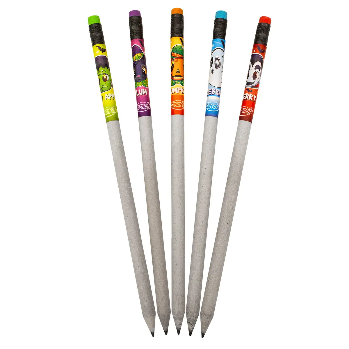 Scentco Halloween Smencils HB #2 Patented Gourmet Scented Pencils 5 Count | Recycled Newspaper Pencils with Collectible Character Caps - view 7
