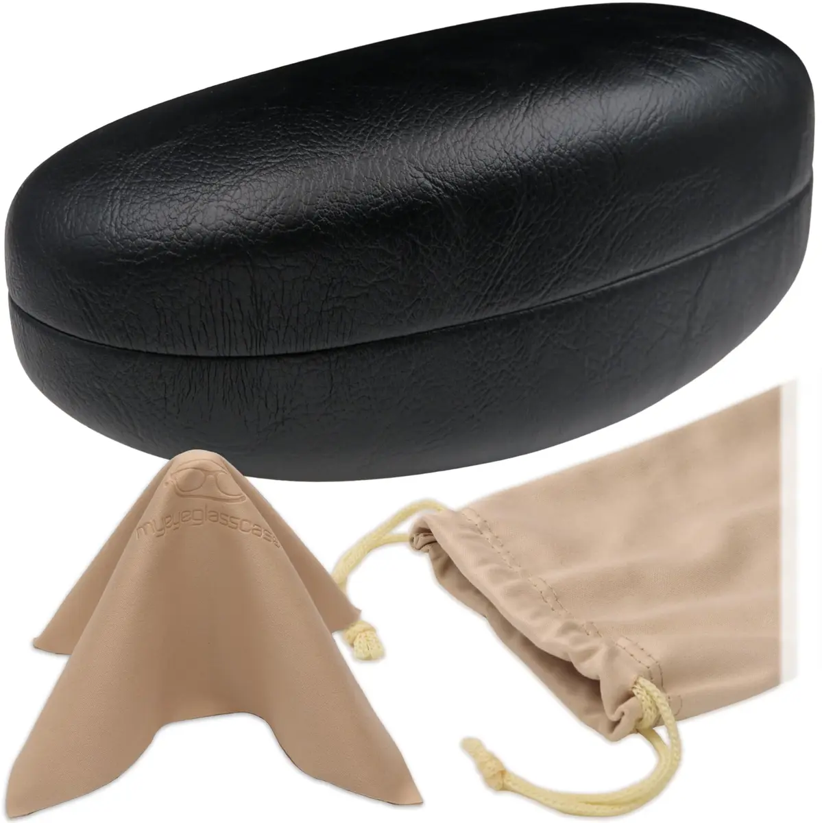 MyEyeglassCase Hard Sunglasses Case in Black Distressed faux leather | Large Fits Oversized Frames - main product image