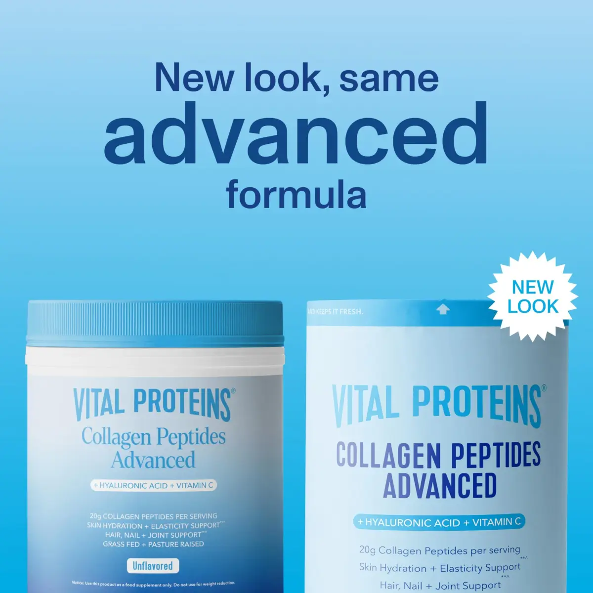 Vital Proteins Collagen Peptides Powder Advanced with Hyaluronic Acid & Vitamin C, Unflavored 267ml (9.33 Oz) | Supports Skin Hydration & Collagen Production - view 2