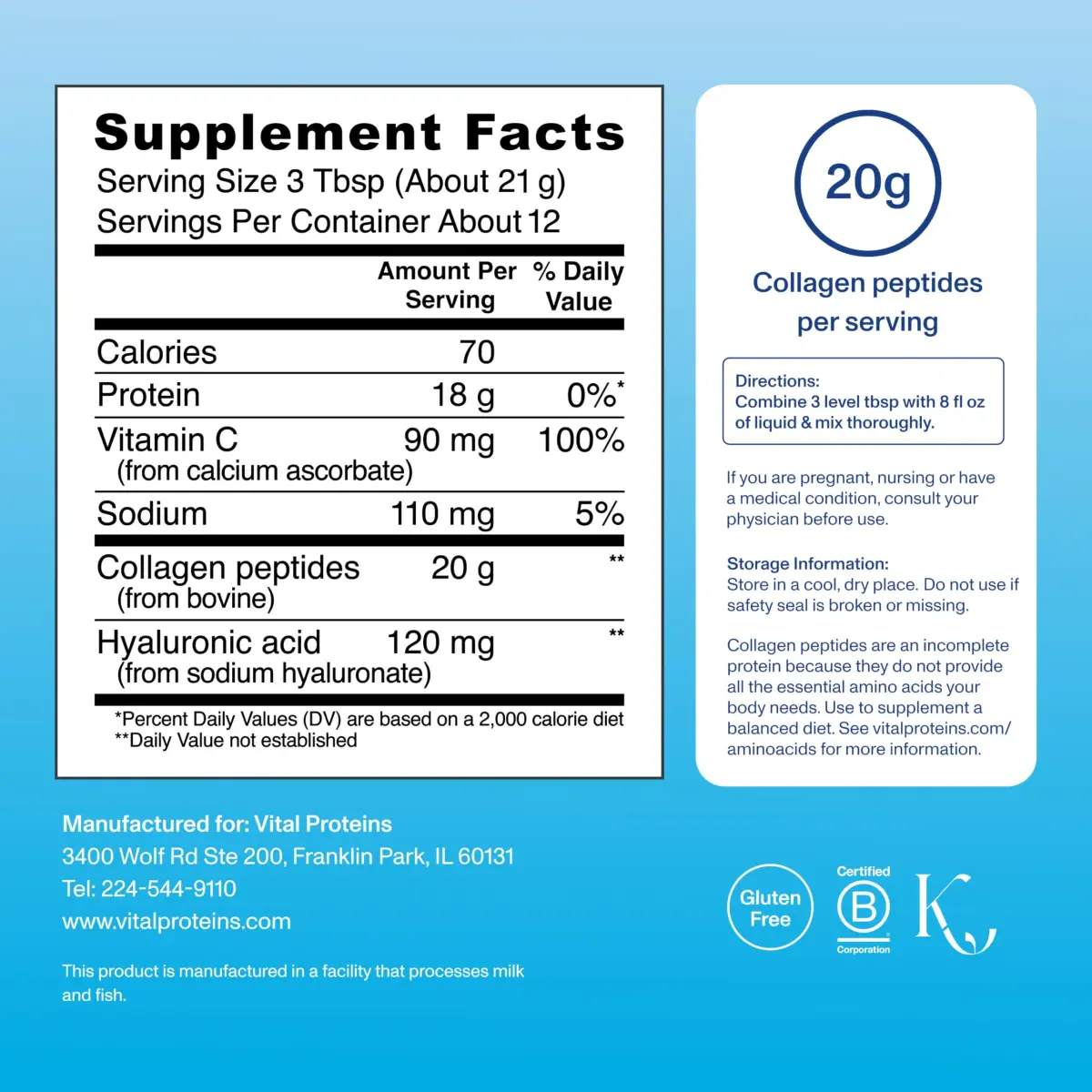 Vital Proteins Collagen Peptides Powder Advanced with Hyaluronic Acid & Vitamin C, Unflavored 267ml (9.33 Oz) | Supports Skin Hydration & Collagen Production - view 3