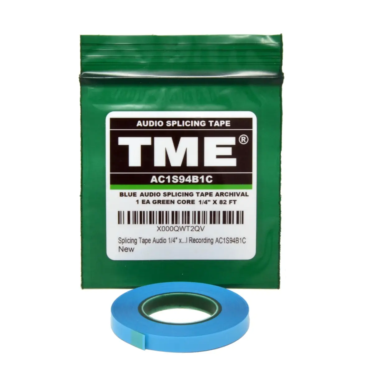 TME Open Reel Audio Splicing Tape Blue Color 1/4" x 82' Green Core | Archival Magnetic Tape Splicing - main product image