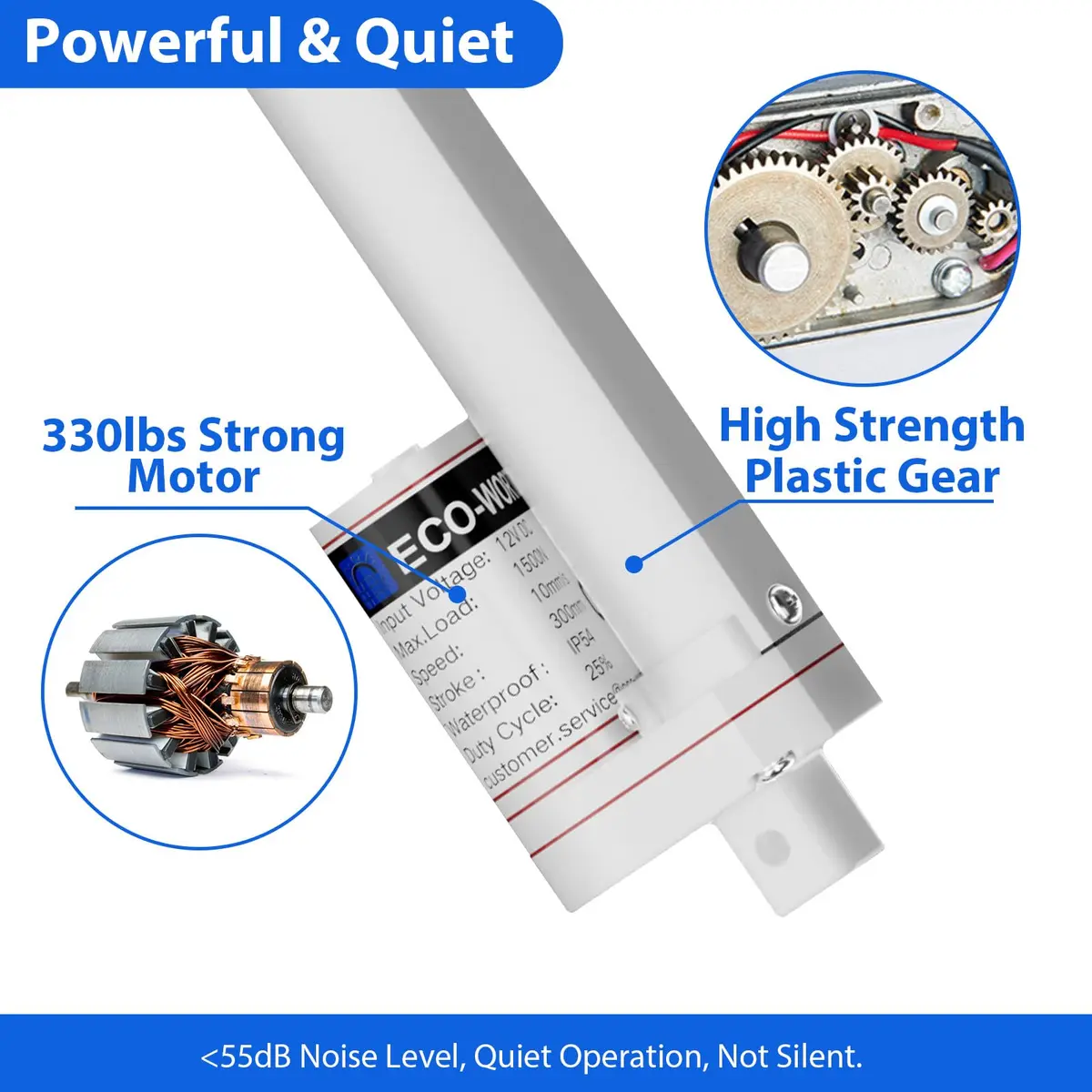 ECO-WORTHY Heavy Duty 330lbs/1500N Solar Tracker Linear Actuator 12V | Waterproof 300mm Stroke - view 6