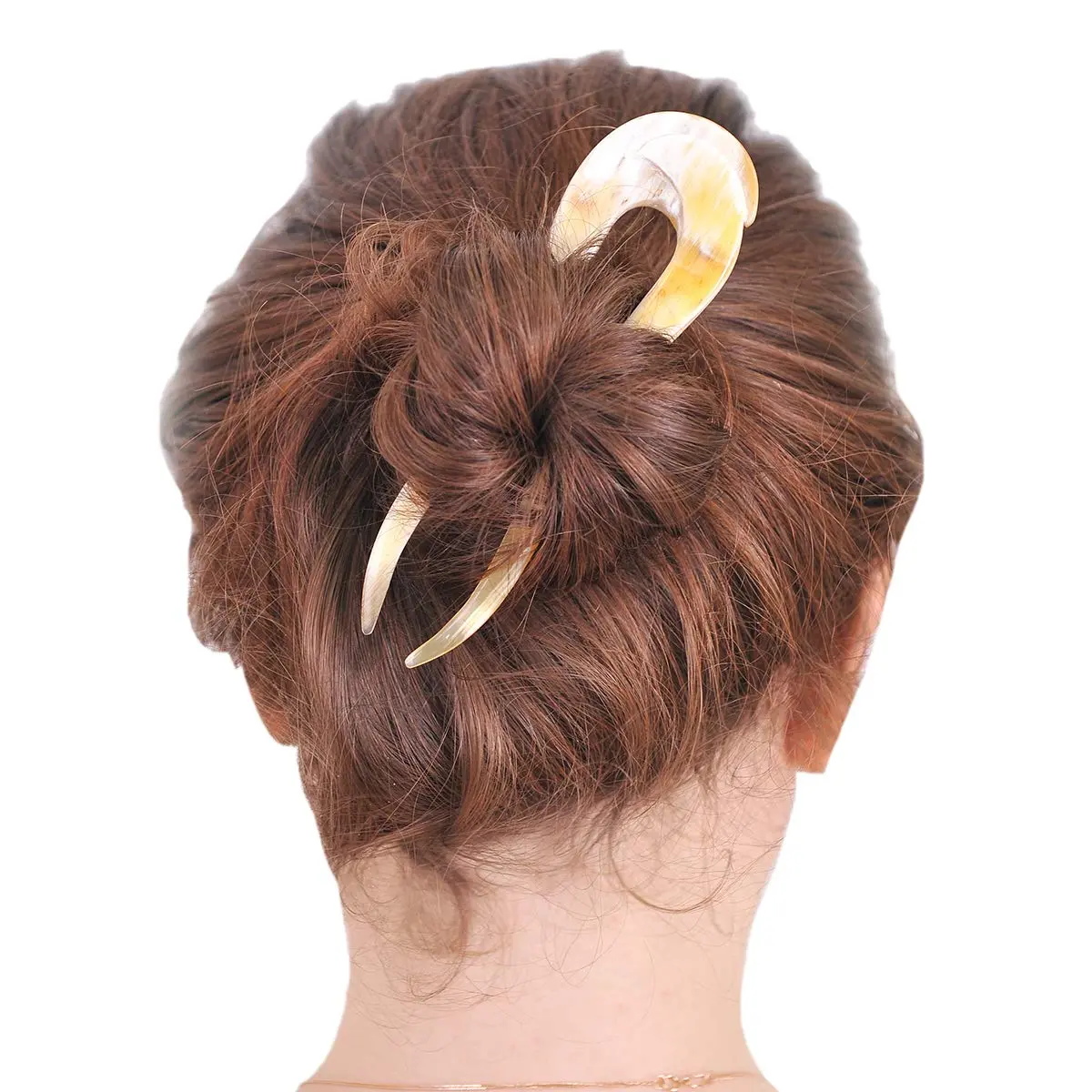 Marycrafts Buffalo Horn Hair Fork Hair Stick Hairpin Hair Accessories | Hand Carved Organic Horn, Gentle & Durable (14cm) - view 3