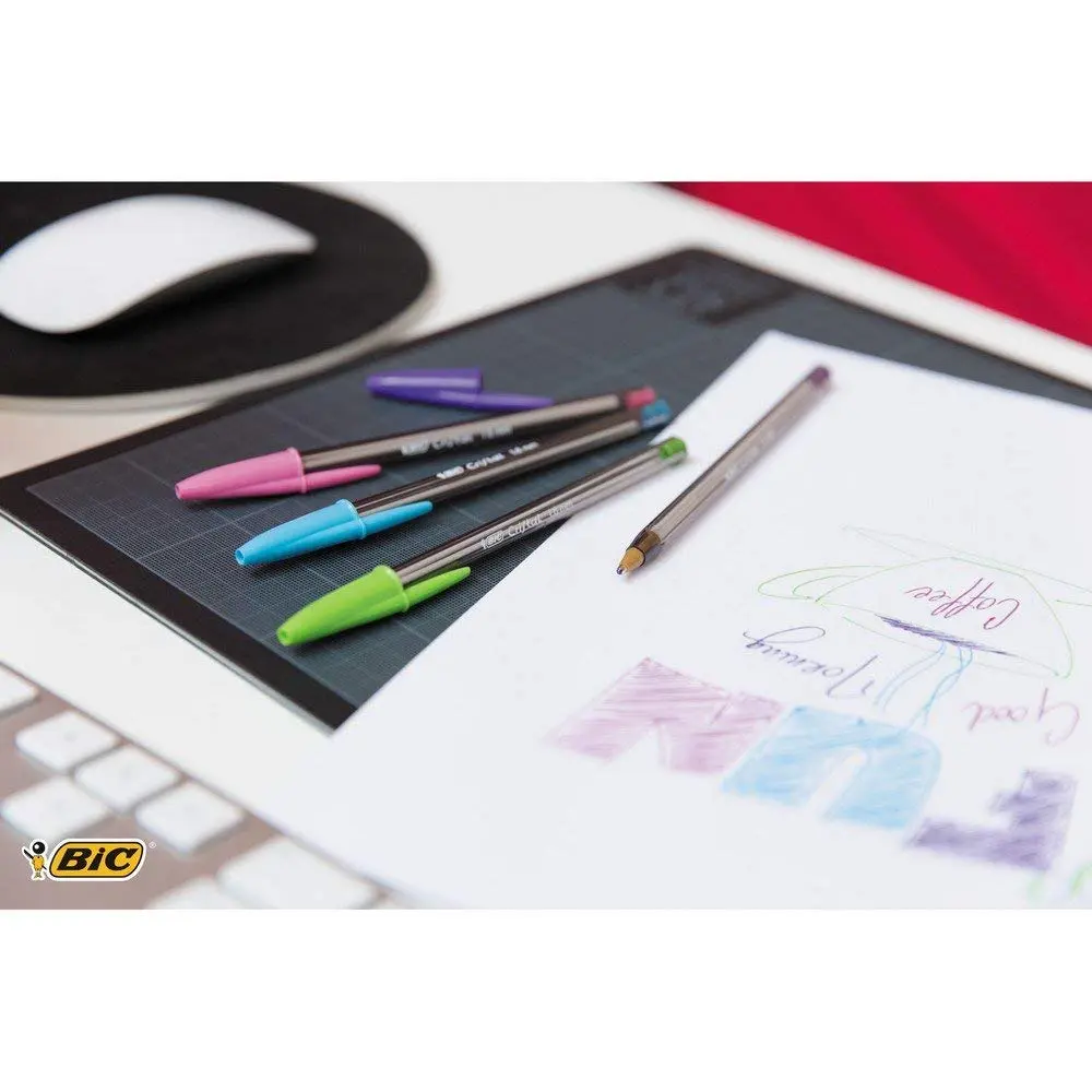 BIC Cristal Fun Ballpoint Pens with 5 Assorted Ink Colours | Wide 1.6mm Point, Pack of 10 for Bright, Flawless Writing - view 5