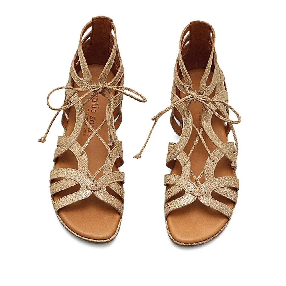 Gentle Souls by Kenneth Cole Women's Break My Heart Gladiator Sandal, Gold Leather, 5.5 M US | Chic summer style with comfort - view 2