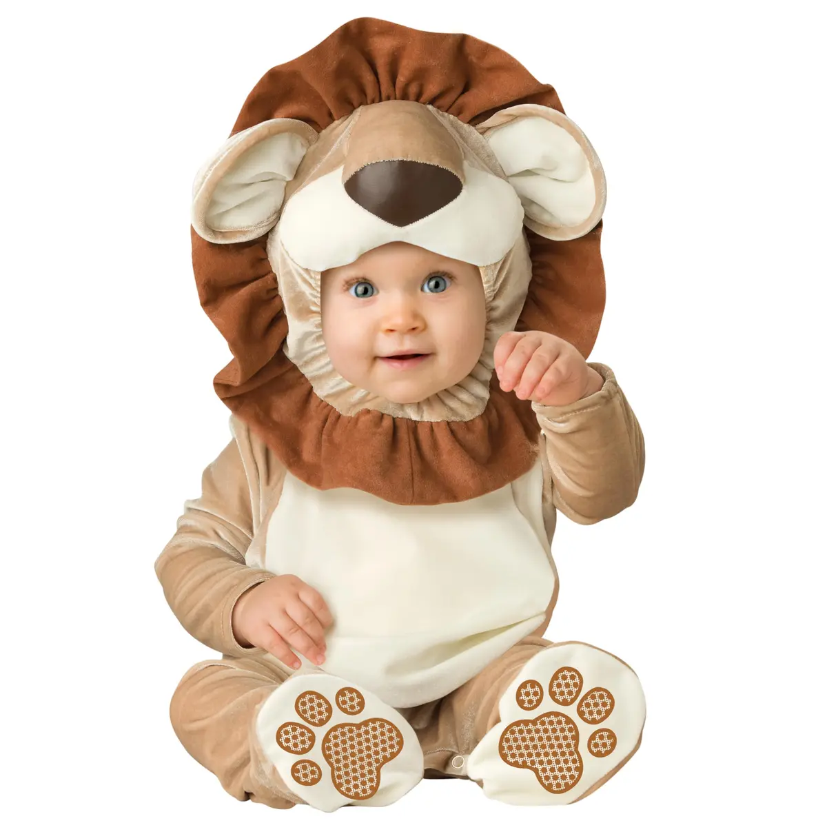 Fun World Lovable Lion Infant Costume Tan X-Small | Hooded Neck Jumpsuit with Snaps - main product image