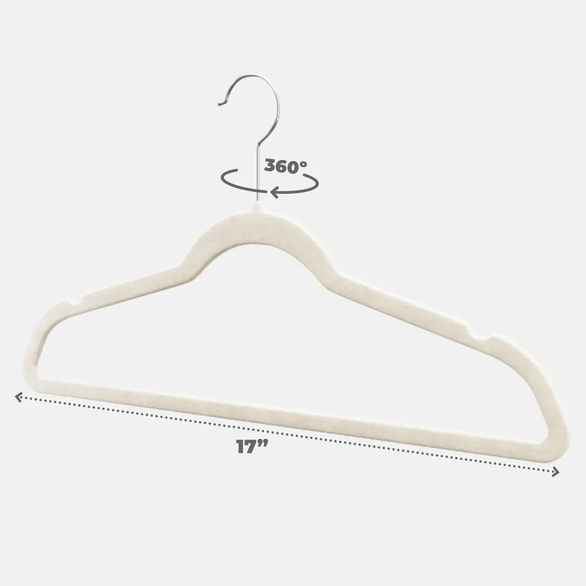 HOME IT Premium Velvet Hangers 50 Pack - Ivory Slim Non-Slip Felt Hangers for Closet Organization - view 6