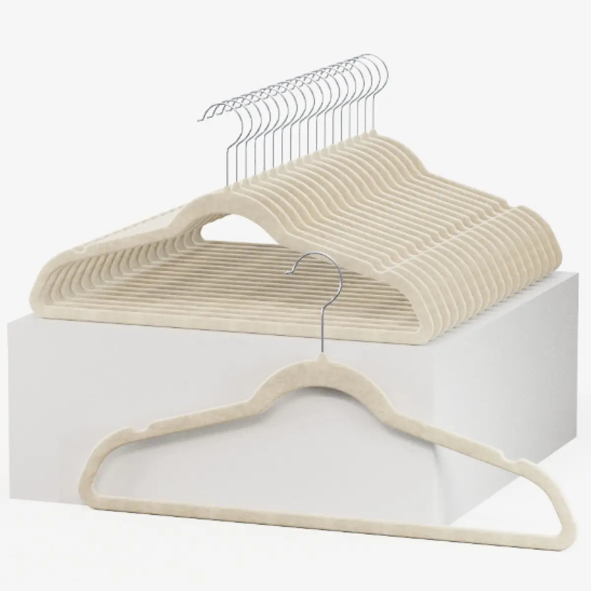 HOME IT Premium Velvet Hangers 50 Pack - Ivory Slim Non-Slip Felt Hangers for Closet Organization - view 8