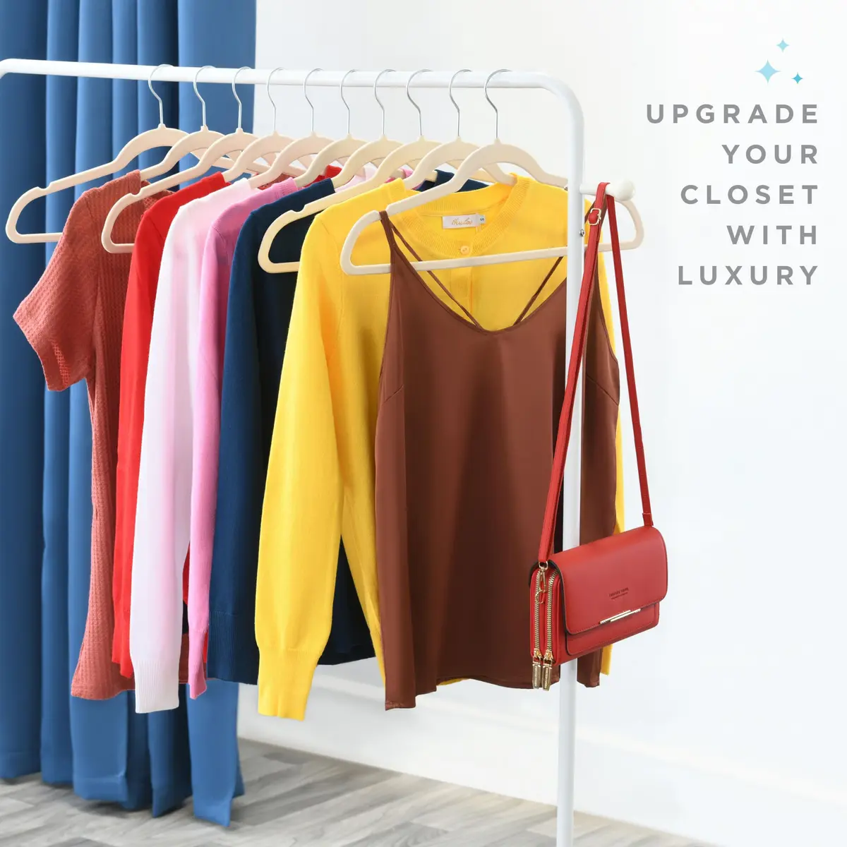 HOME IT Premium Velvet Hangers 50 Pack - Ivory Slim Non-Slip Felt Hangers for Closet Organization - view 2