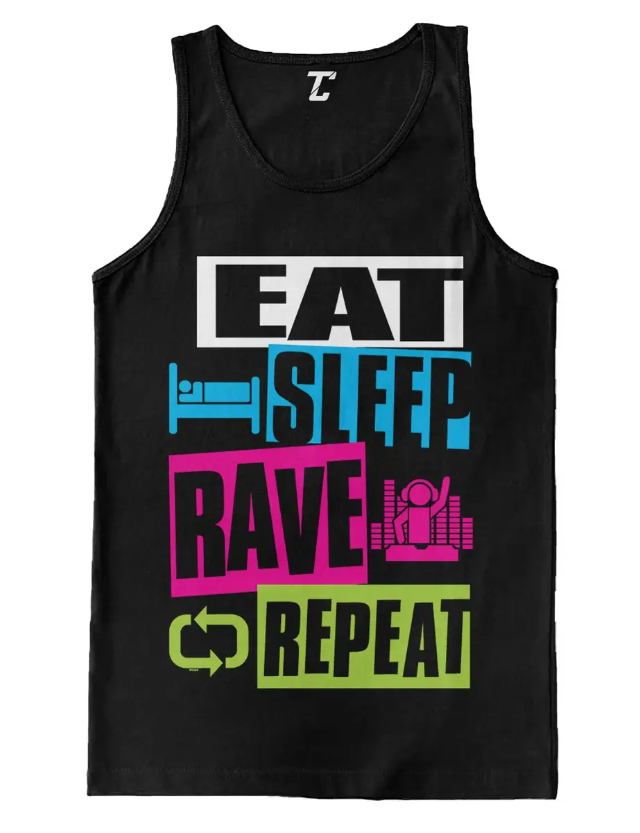 Tcombo Men's Tank Top Black Small | Neon Rave Music Design, Athletic Fit - main product image
