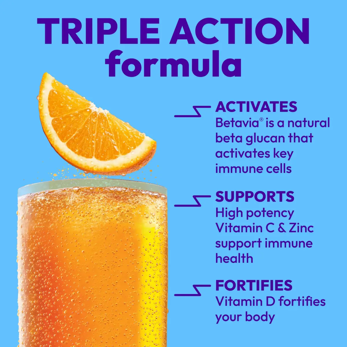 Emergen-C Immune+ Triple Action Immune Support Powder Super Orange 30 Count (9.9oz/280g) | 1000mg Vitamin C, BetaVia, Vitamin D - view 3