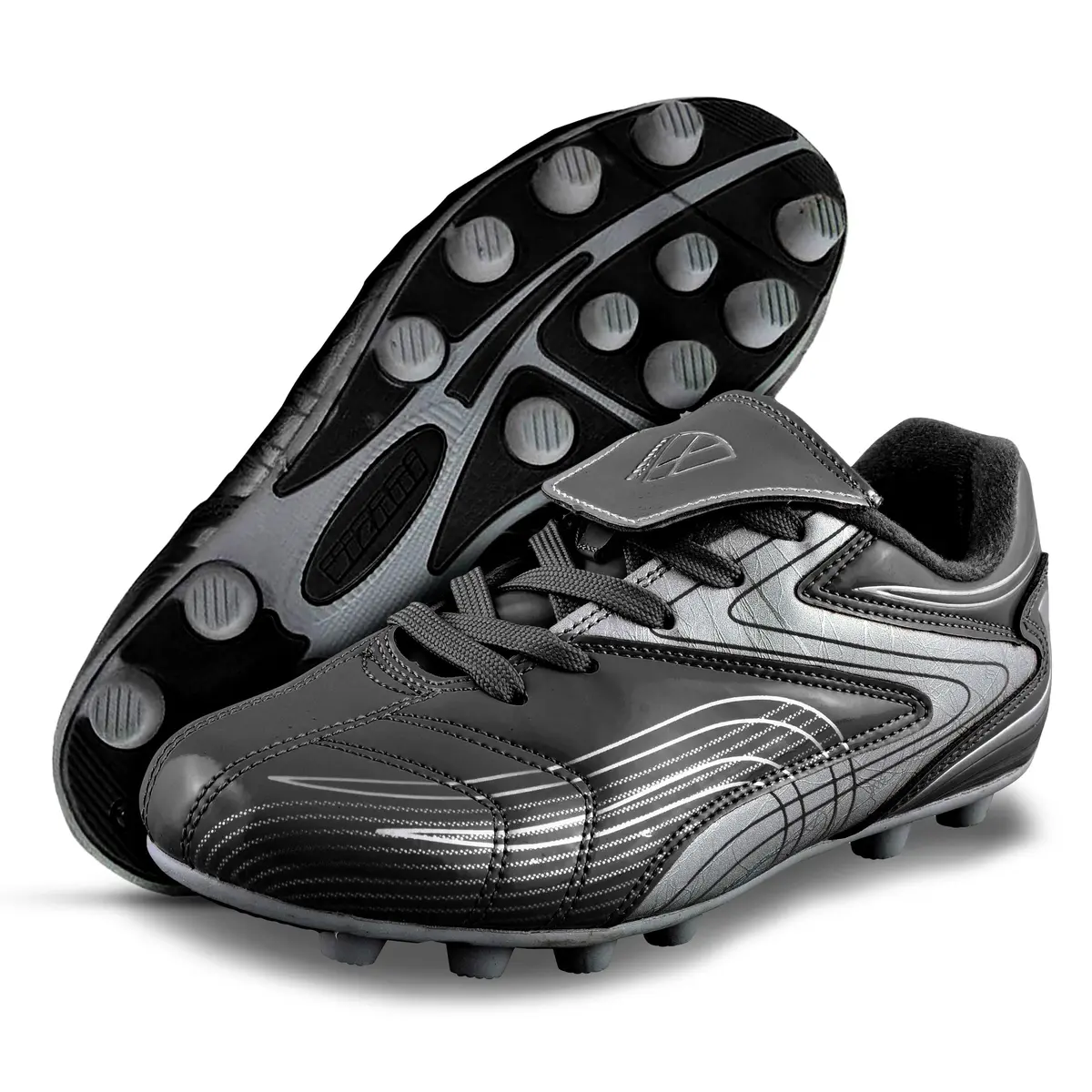 Vizari FG Soccer Cleats for Men, Women | FG Outdoor Football Shoes for Youth & Adults | Training, Matches & Practice Black/Silver - view 2