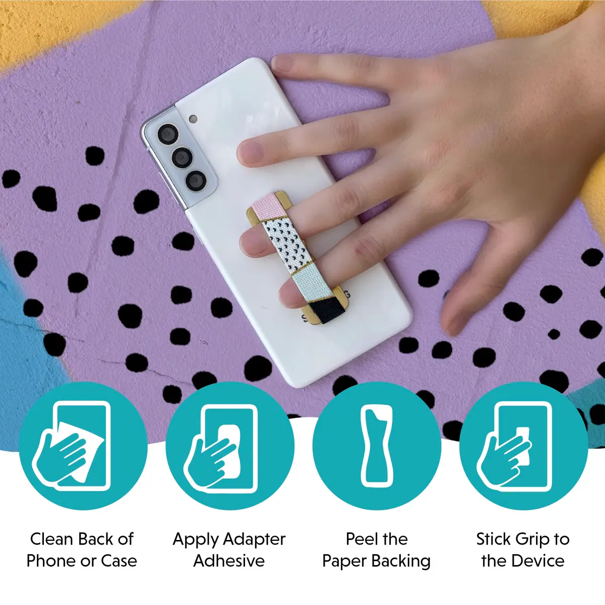 LOVEHANDLE Phone Grip for Most Smartphones and Mini Tablets | Slim, Pocket-Friendly, No-Residue Adhesive - view 5