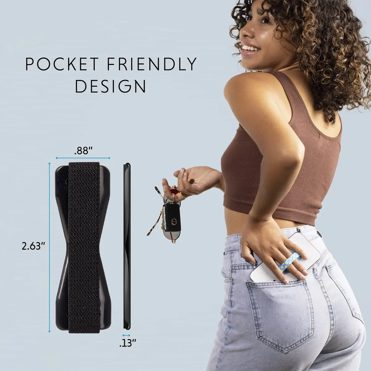 LOVEHANDLE Phone Grip for Most Smartphones and Mini Tablets | Slim, Pocket-Friendly, No-Residue Adhesive - view 2