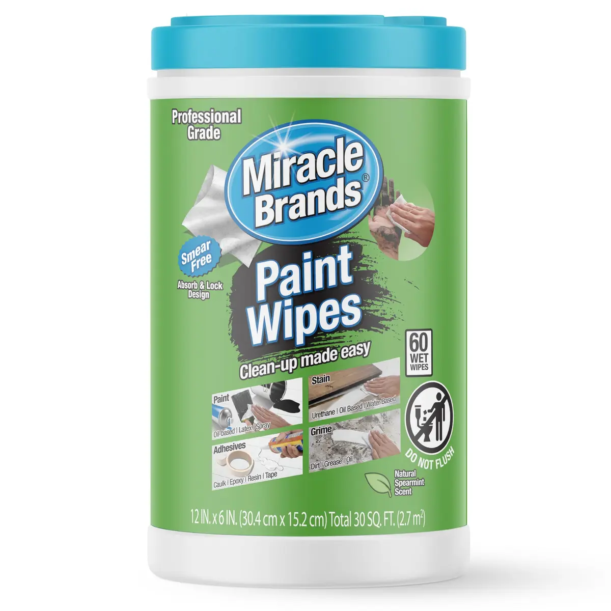 MiracleWipes Surface Cleaning Wipe 60 Count | Heavy-Duty & Gentle on Skin - main product image