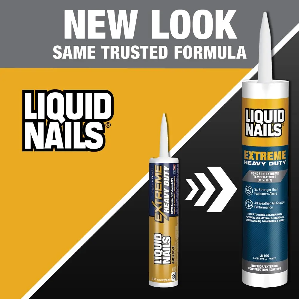 Liquid Nails LN-907 10 oz White Heavy Duty Construction Adhesive | Extreme All-Weather Bonding - view 2