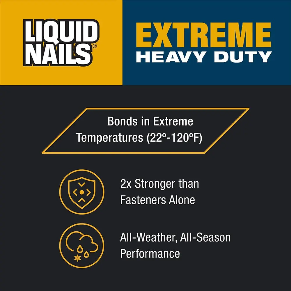 Liquid Nails LN-907 10 oz White Heavy Duty Construction Adhesive | Extreme All-Weather Bonding - view 3