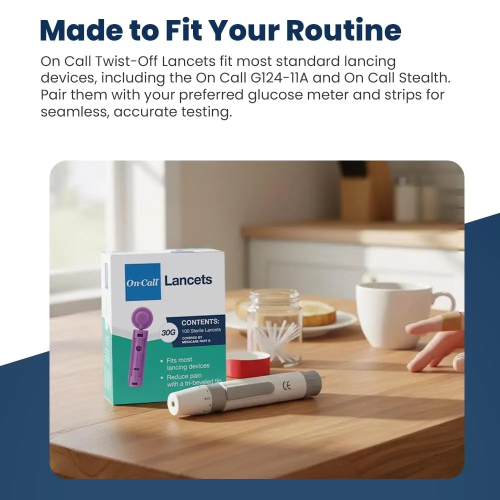 On Call Twist Off Lancets, 100 Lancets | Precise, Safe & Compatible for Blood Glucose Testing - view 6