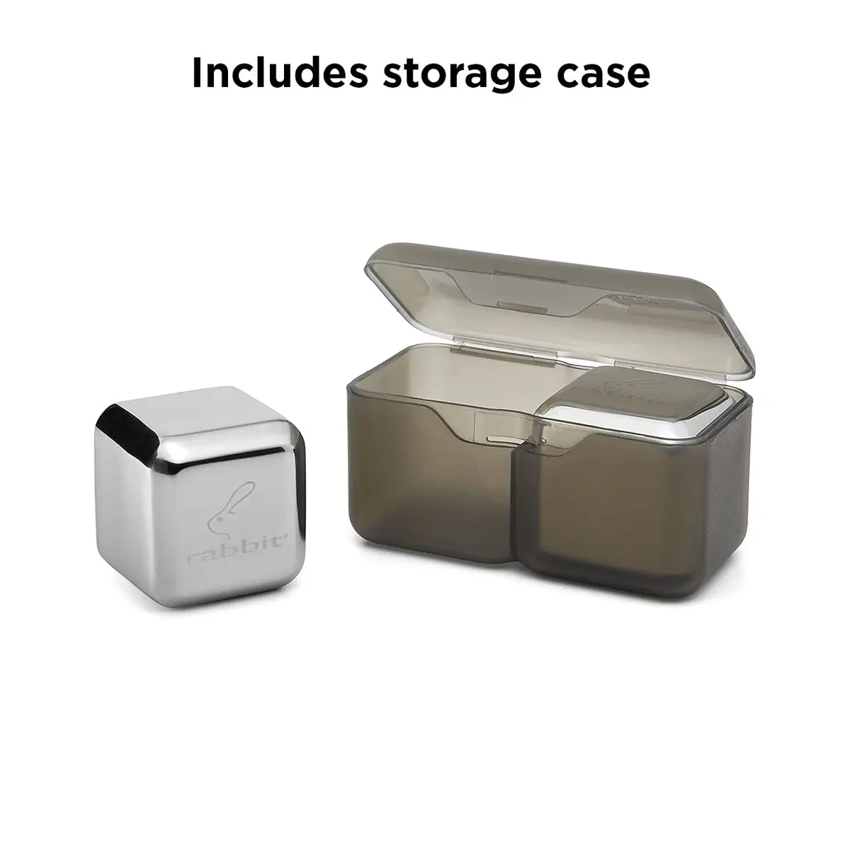 Rabbit Jumbo Chilling Stones - Premium Stainless Steel Whiskey Rocks for Chilling Fine Spirits and Beverages, Reusable Drink Cooling Stones with Storage Case - view 4