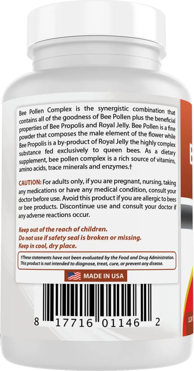 Best Naturals Bee Pollen Complex 1000 mg | Unflavored Dietary Supplement for Adults - view 7