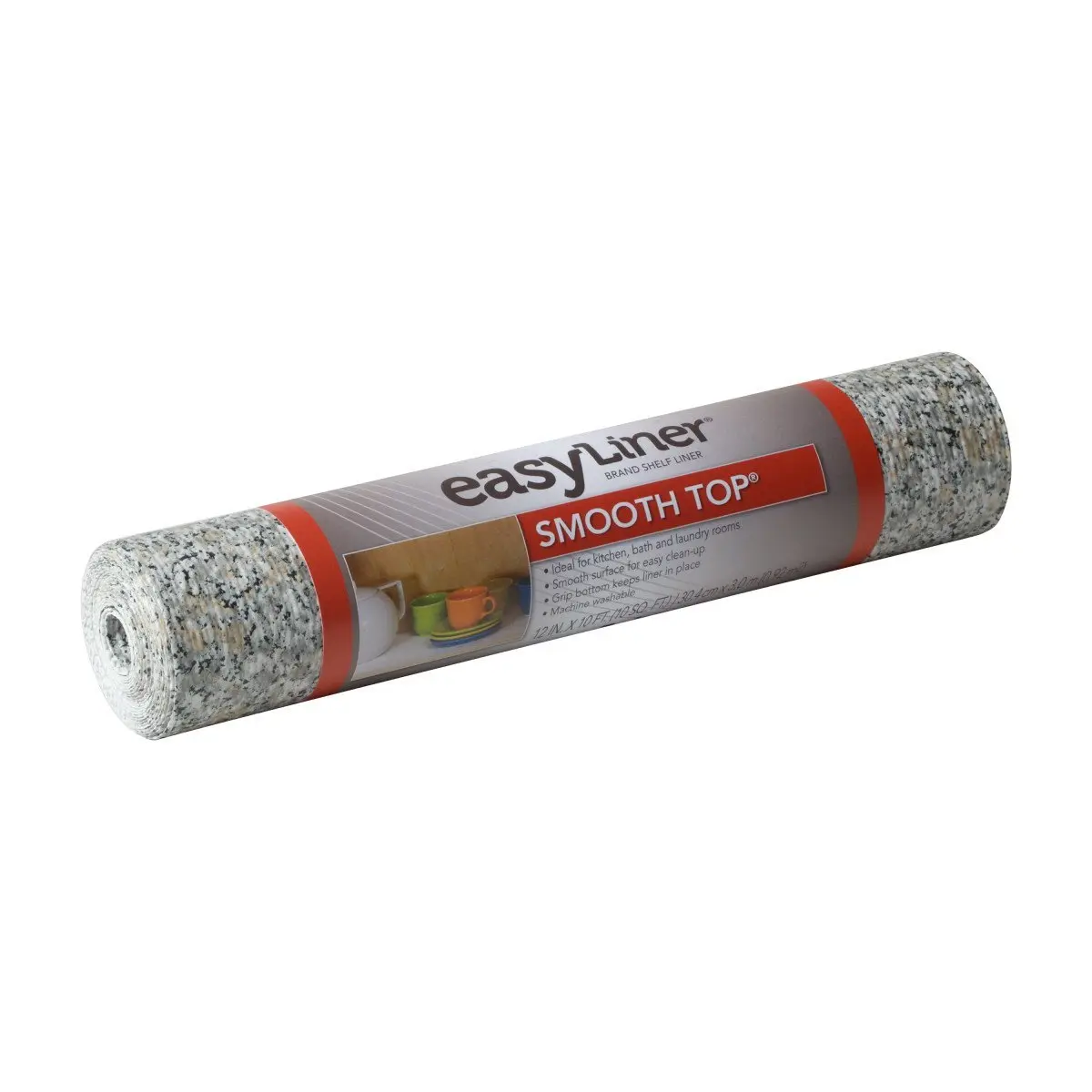 Duck 282028 Smooth Top EasyLiner 12" x 10' Grey Granite | Non-Adhesive Shelf Liner - main product image