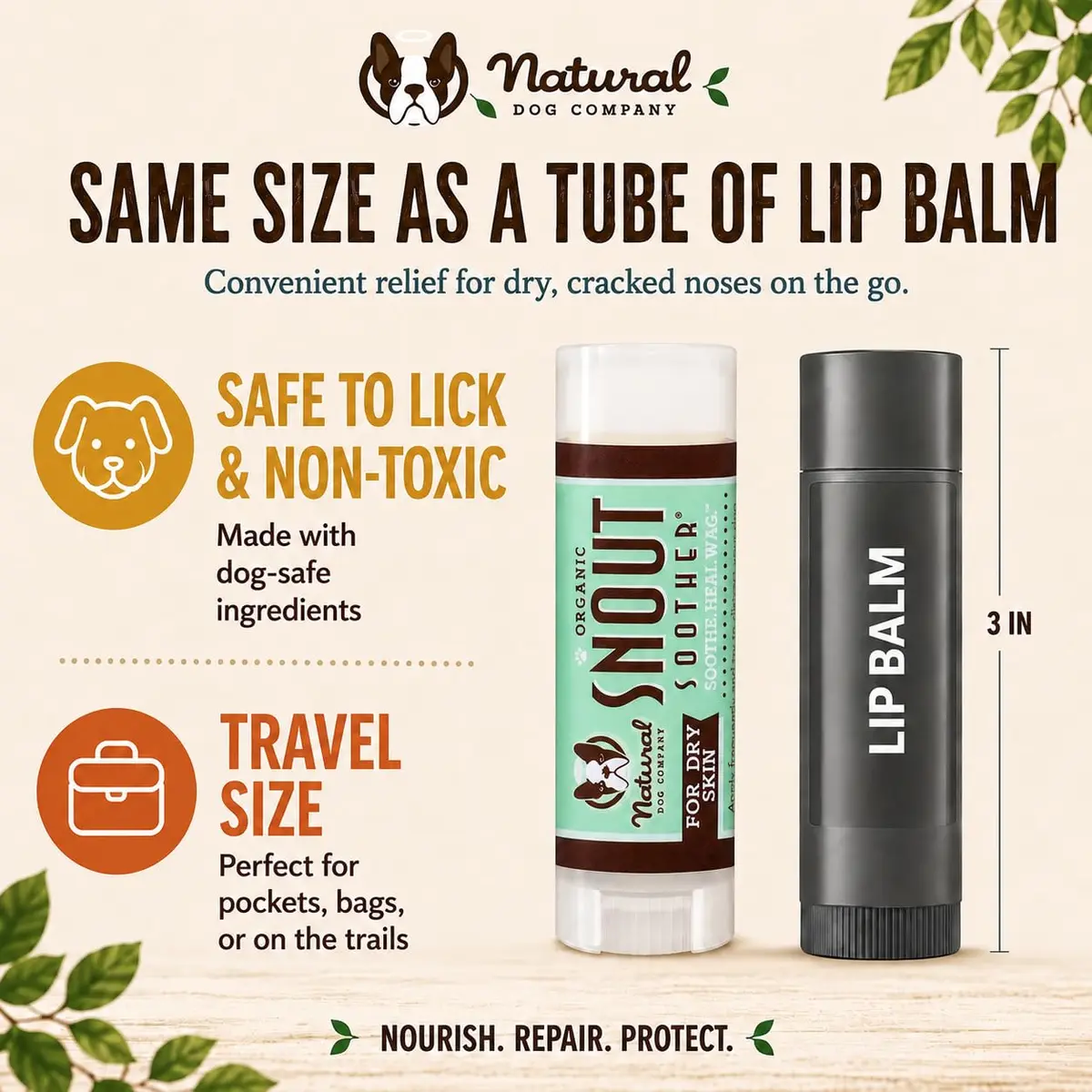 Natural Dog Company Snout Soother 0.15 oz Travel Stick | Nourishing Nose Balm for All Breeds - view 2