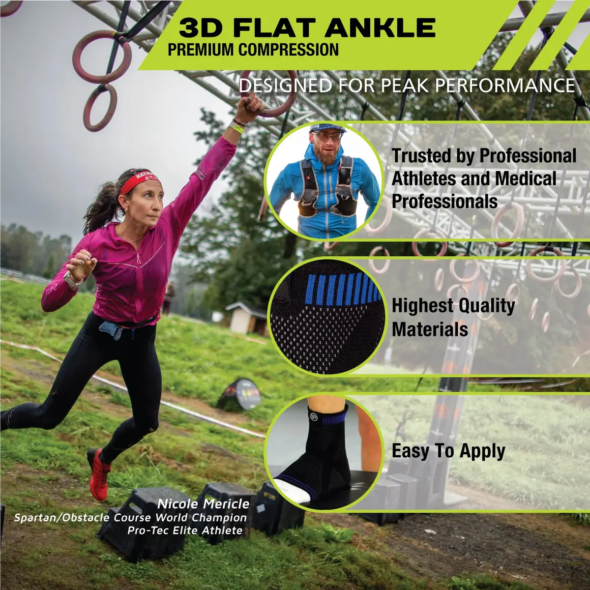 Pro-Tec Athletics 3D Flat Ankle Support Medium | Breathable, Custom Fit, Full Range Motion - view 2
