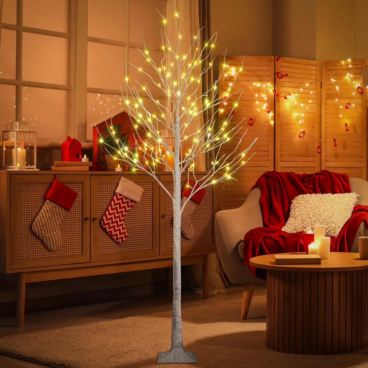 LIGHTSHARE 8FT Birch Tree with 132 LED Lights | Indoor & Outdoor Festival Decor (70-120 chars) - view 2