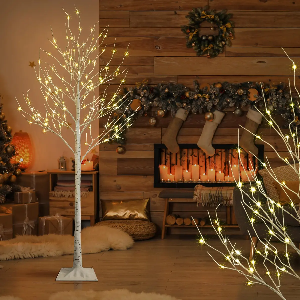 LIGHTSHARE 8FT Birch Tree with 132 LED Lights | Indoor & Outdoor Festival Decor (70-120 chars) - view 3