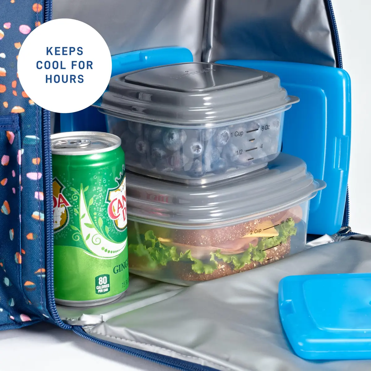 Fit & Fresh Cool Coolers Kids Ice Packs 8 Pack Blue | Slim, Reusable & Long-Lasting Ice Packs for Lunch & Camping - view 6