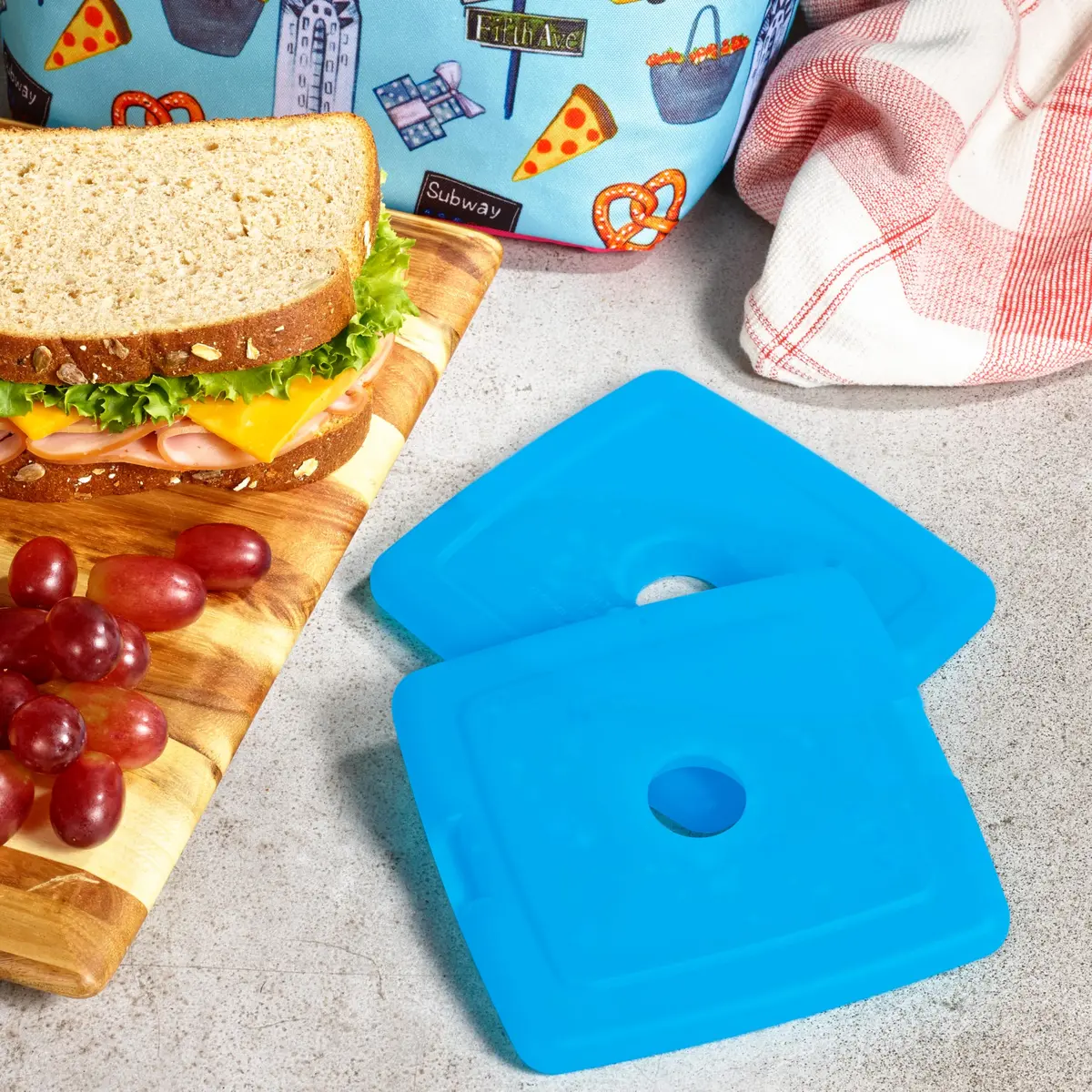 Fit & Fresh Cool Coolers Kids Ice Packs 8 Pack Blue | Slim, Reusable & Long-Lasting Ice Packs for Lunch & Camping - view 2