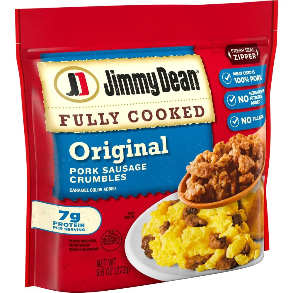 Jimmy Dean Fully Cooked Original Sausage Crumbles 9.6 oz | Premium Pork, Ready in Minutes - view 4