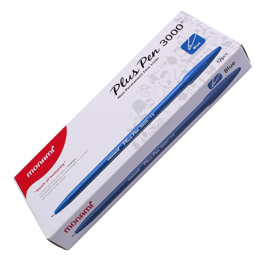 MONAMI Marking Pen Felt Tip Water Based Ink Complete Red,Blue,Black | 12 Pens, 0.3mm Fine Point, Korea - view 5