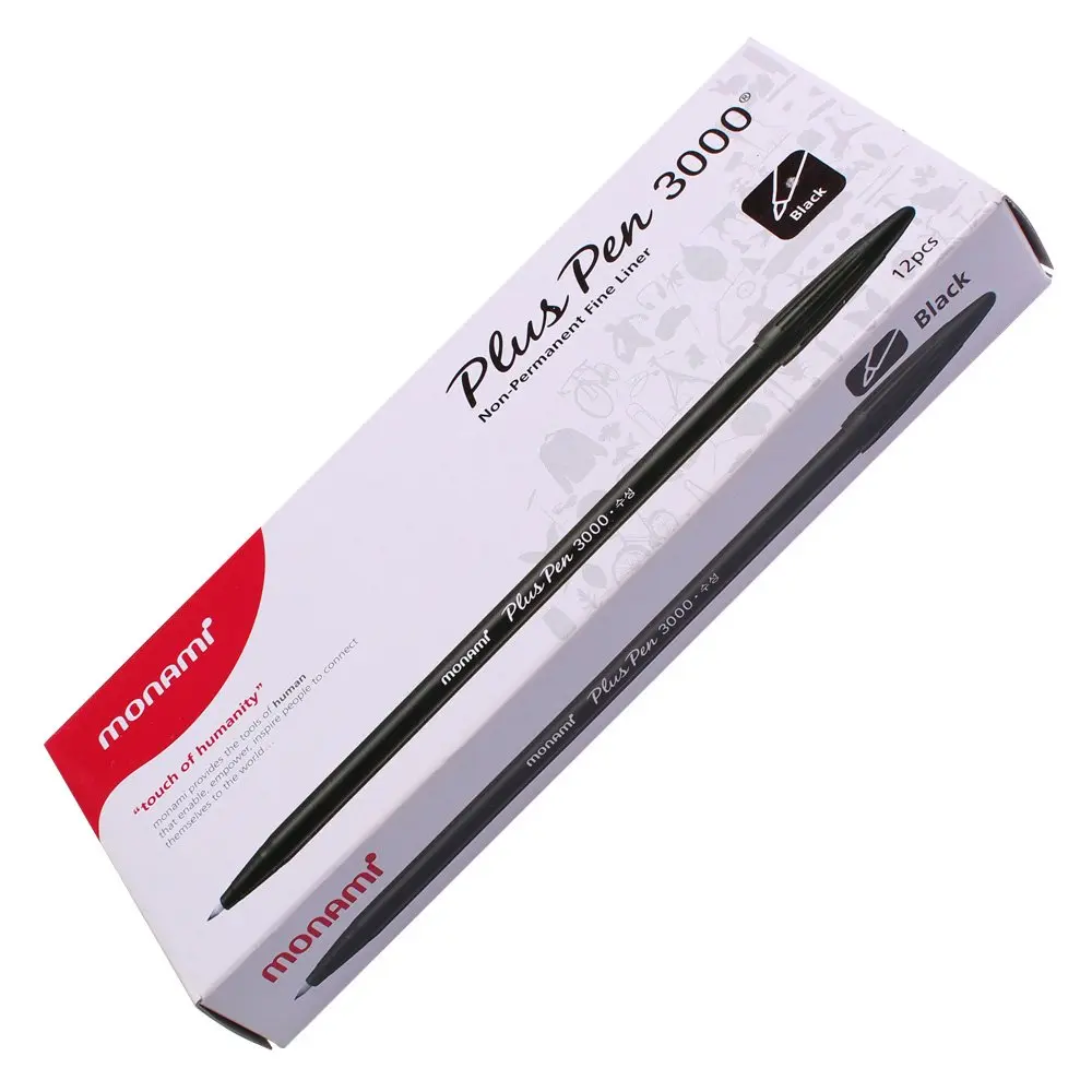 MONAMI Marking Pen Felt Tip Water Based Ink Complete Red,Blue,Black | 12 Pens, 0.3mm Fine Point, Korea - view 6