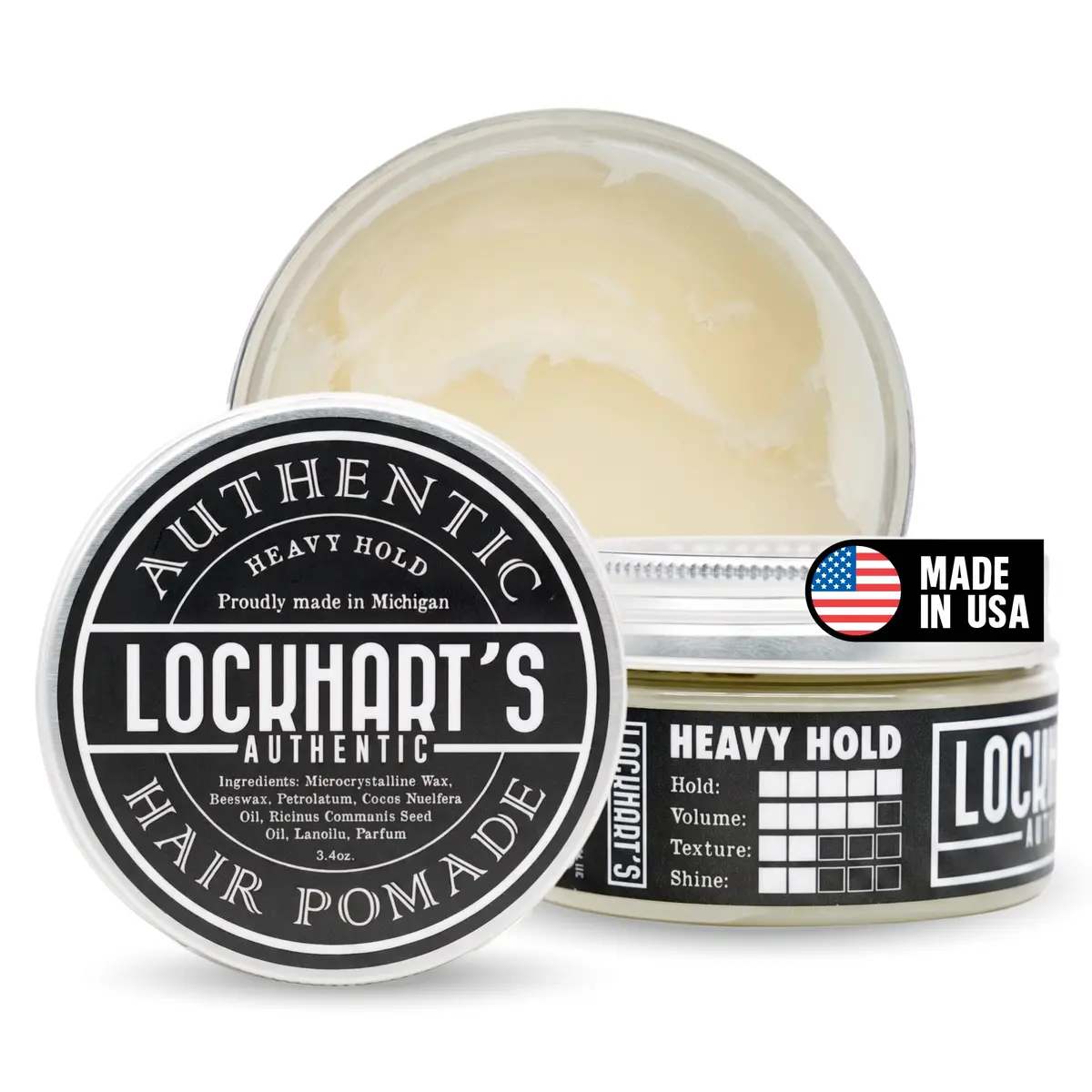 Lockhart's Heavy Hold Oil Pomade for Men, 3.4 oz | Low Shine, Sweat Proof, Recombable - main product image