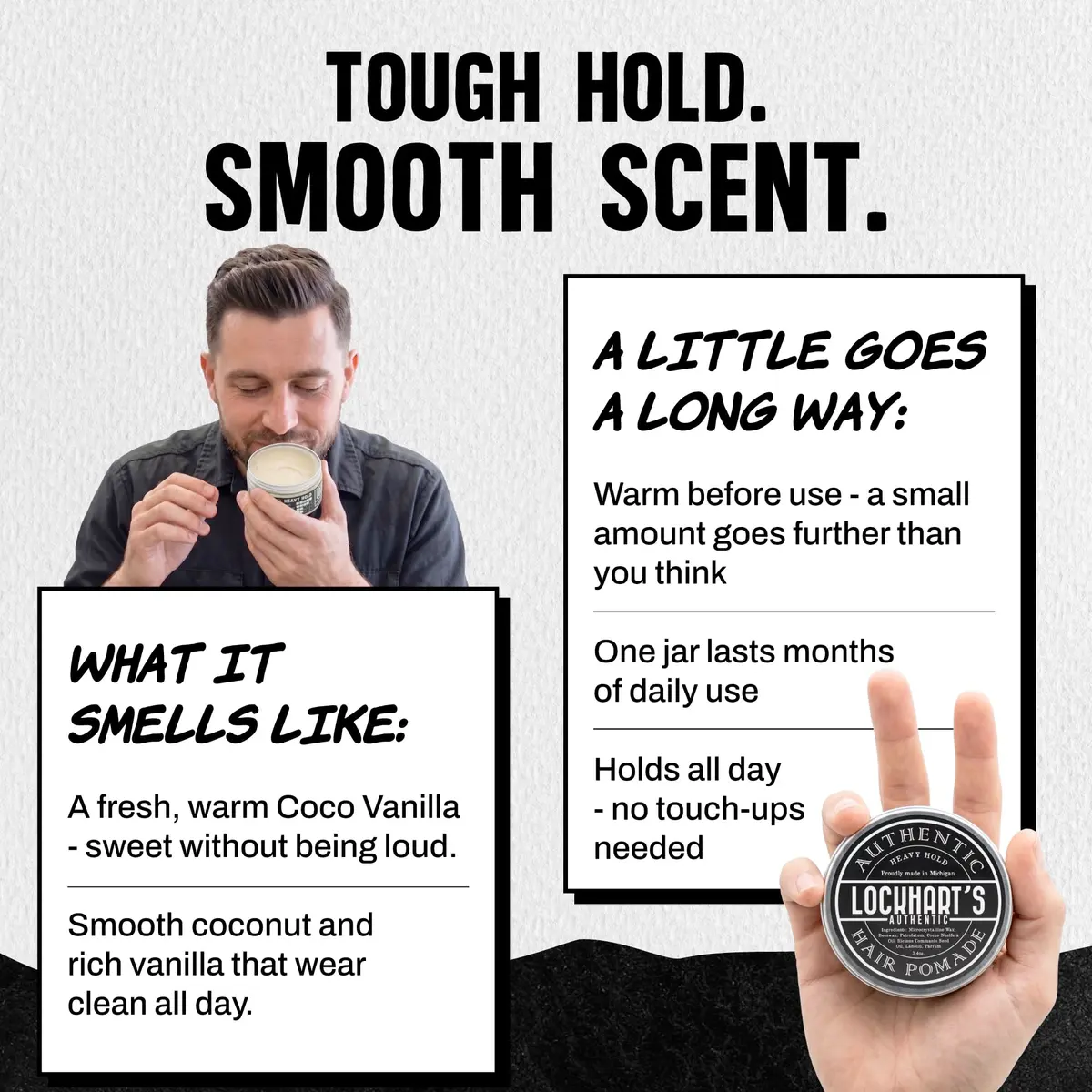 Lockhart's Heavy Hold Oil Pomade for Men, 3.4 oz | Low Shine, Sweat Proof, Recombable - view 6