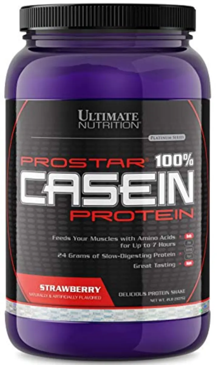 Ultimate Nutrition Prostar 100% Casein Protein Powder, Strawberry, 2lb | Slow-Release Nighttime Protein - main product image