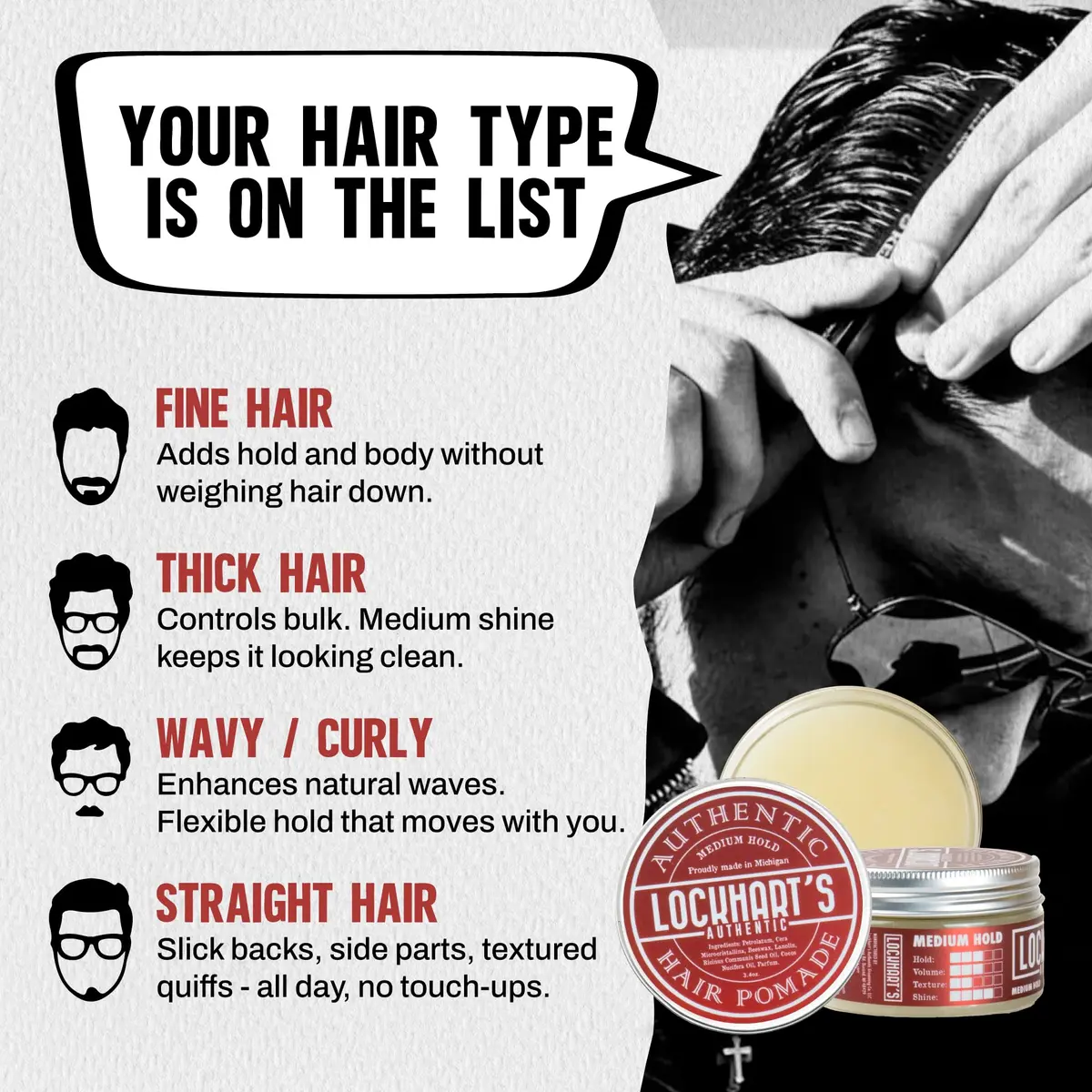 Lockhart's Goon Grease Oil Pomade for Men, Medium Hold Shine, 3.4 oz | Versatile styling, natural finish, infused with sandalwood & vetiver - view 3