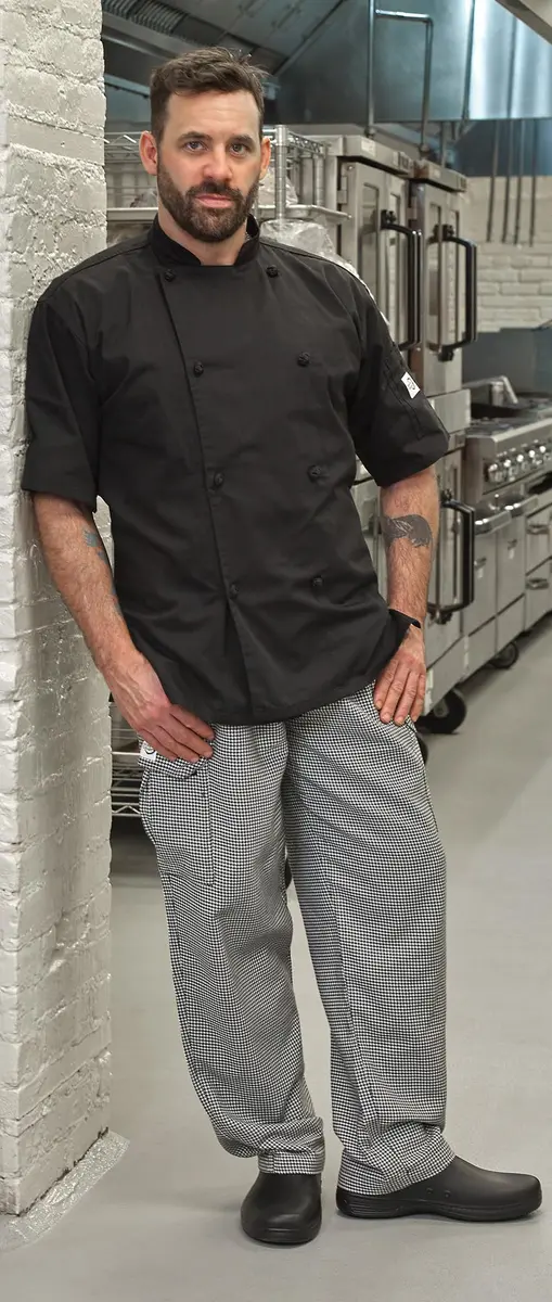 Mercer Culinary M61051HTL Genesis Men's Chef Cargo Pant in Hounds Tooth, Large, Black/White | Durable Poly Cotton, Comfort Fit - view 7