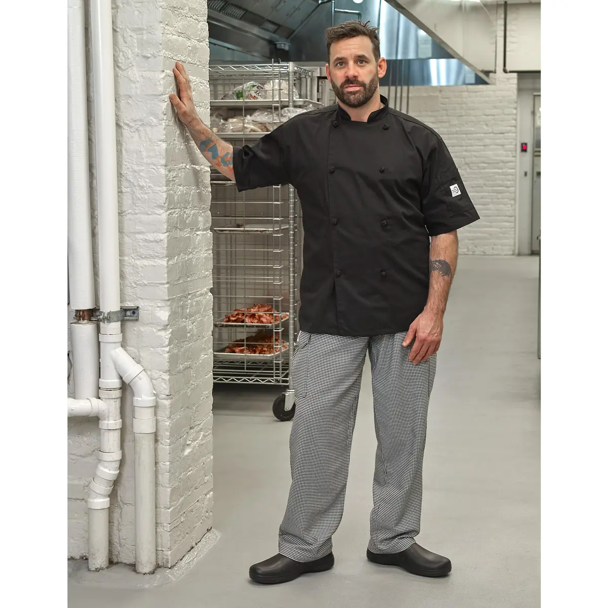 Mercer Culinary M61051HTL Genesis Men's Chef Cargo Pant in Hounds Tooth, Large, Black/White | Durable Poly Cotton, Comfort Fit - view 9