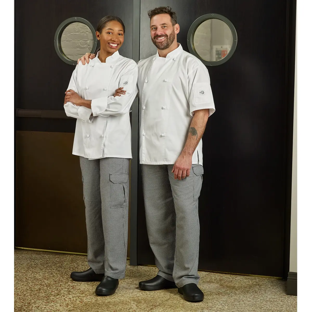 Mercer Culinary M61051HTL Genesis Men's Chef Cargo Pant in Hounds Tooth, Large, Black/White | Durable Poly Cotton, Comfort Fit - view 3