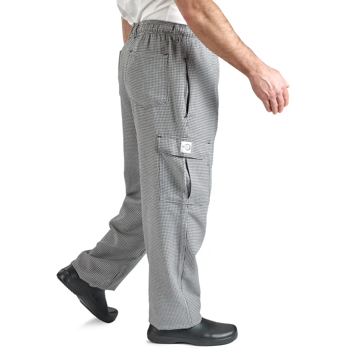 Mercer Culinary M61051HTL Genesis Men's Chef Cargo Pant in Hounds Tooth, Large, Black/White | Durable Poly Cotton, Comfort Fit - view 4