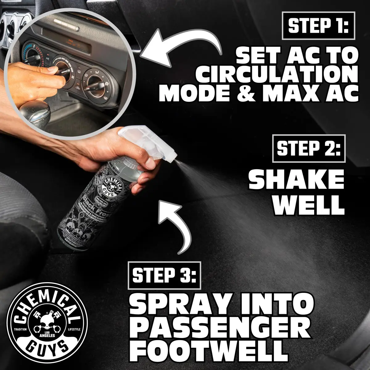 Chemical Guys Black Frost Air Freshener & Odor Neutralizer Spray 473ml (16 fl oz) | Bold Masculine Scent for Cars & Homes - view 2