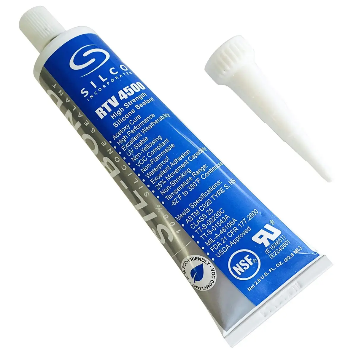 Silco Incorporated Food Contact Safe RTV Silicone Sealant Clear 80ml (2.8 Fl Oz) | NSF/ANSI Standard 51 Approved - main product image