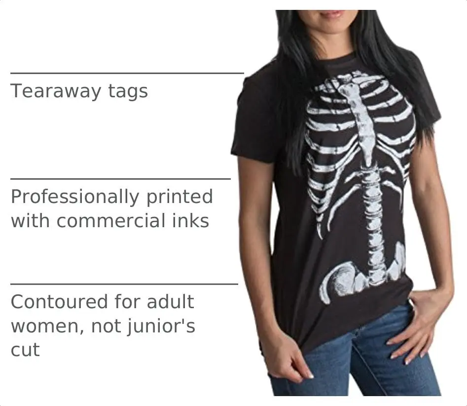 Ann Arbor T-shirt Co. Skeleton Rib Cage Jumbo Print Novelty Halloween Costume T-Shirt - Women's Large Black - view 5