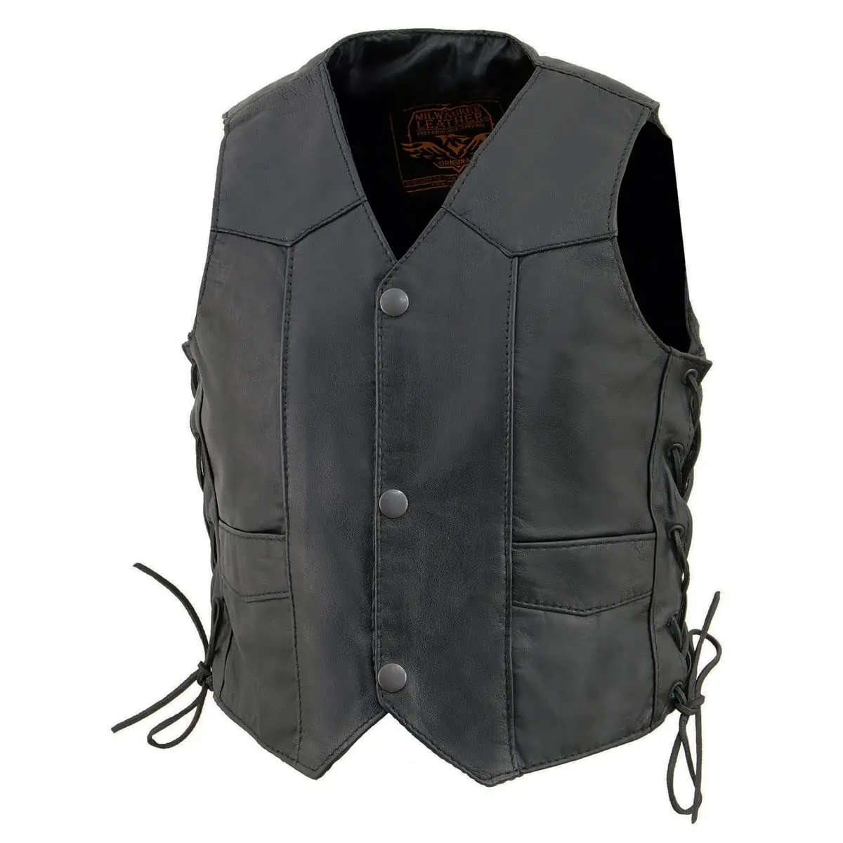 Milwaukee Leather SH2011L Kids Black Classic Side Lace Leather Vest Medium | High-Grade Leather, Classic Style, All Seasons - view 5