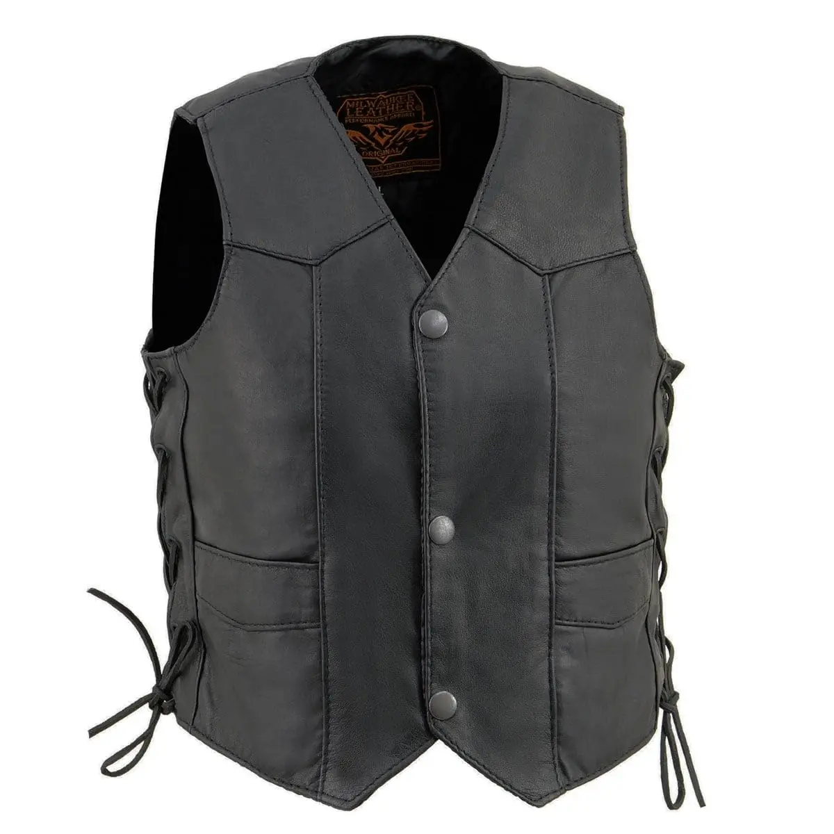 Milwaukee Leather Kids Leather Vest Large | Classic Western Style, Side Lace & Snap Closure - view 7