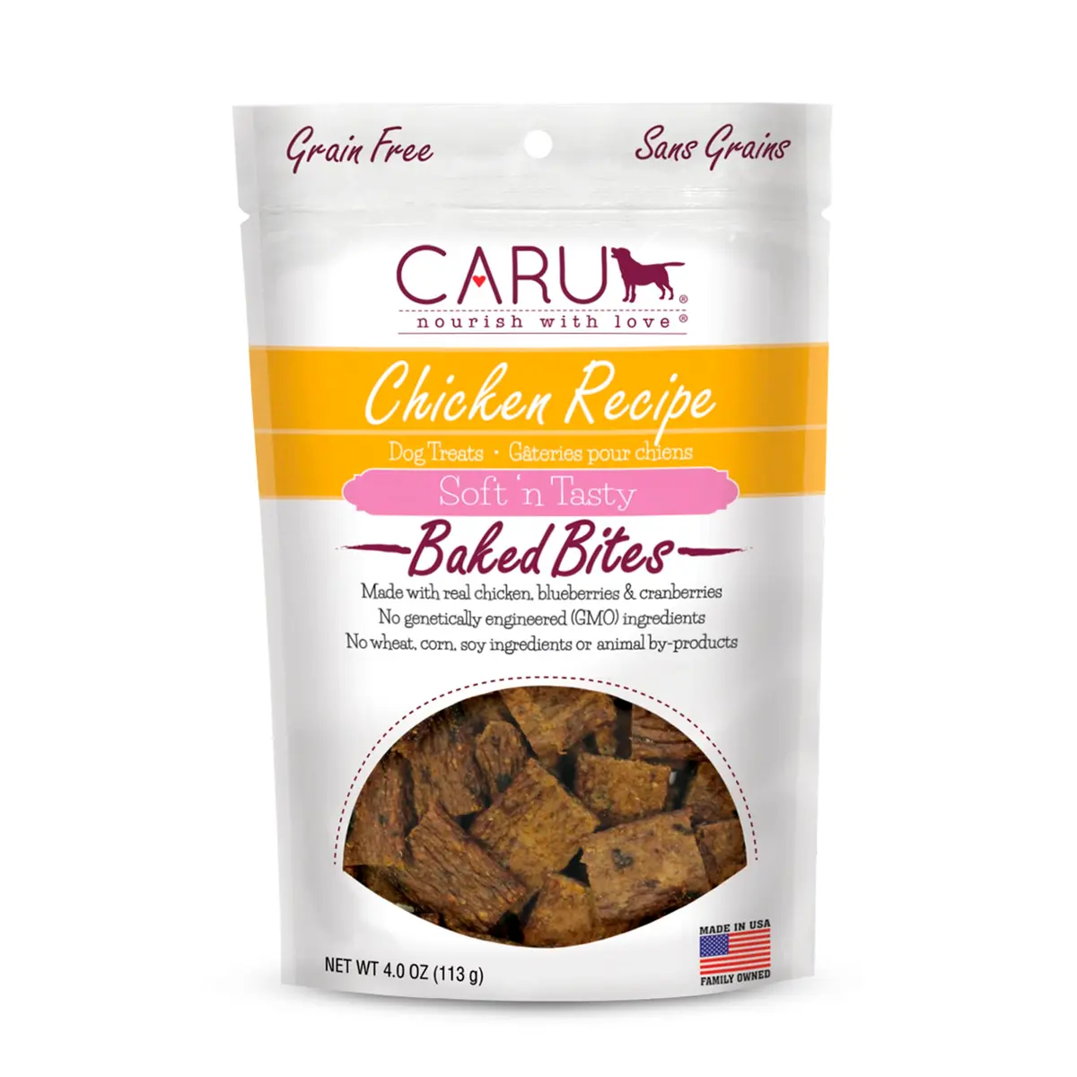 Caru Soft 'n Tasty Baked Bites - Chicken Dog Treats 4 oz | Wholesome Training Snacks - main product image