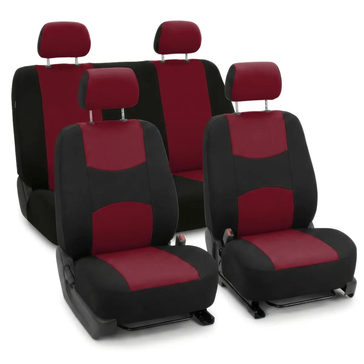 FH Group Cloth Car Seat Covers Set, Universal Fit Burgundy | Waterproof & Washable - main product image